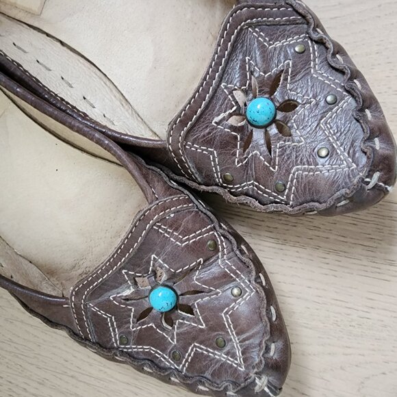 Browns size 7 brown leather moccasin flats - Picture 1 of 11